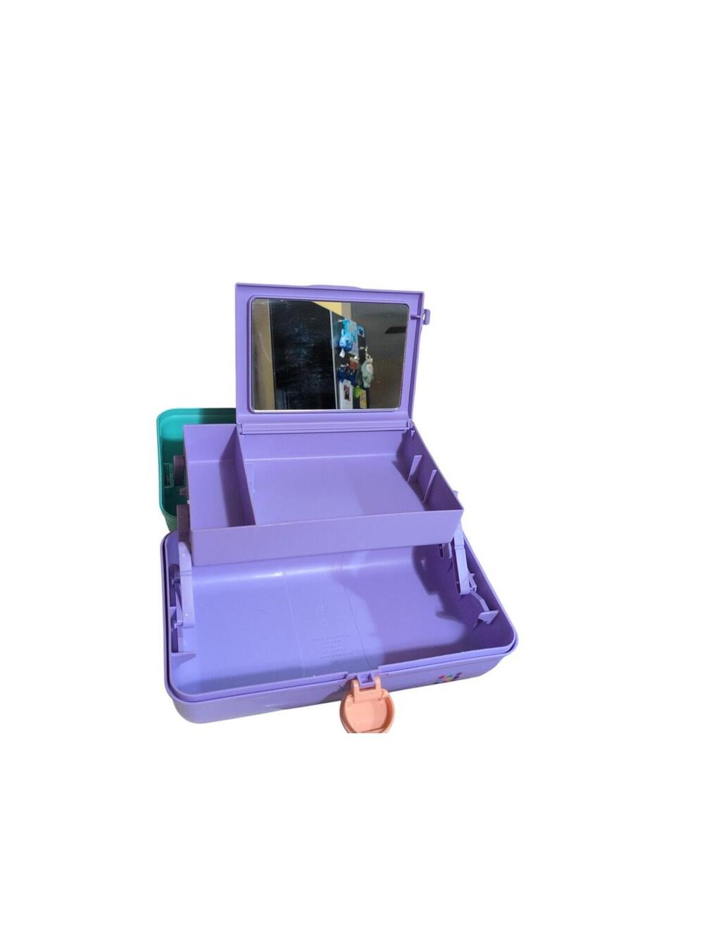 Caboodles 80's On-the-Go Girl Makeup Case Travel Carry Seafoam / Lavender #5626 - Picture 4 of 6